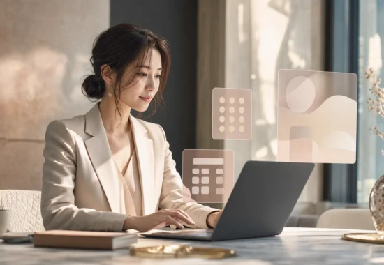 Canva Code 2.0でWeb体験を設計する30代の女性経営者のイメージ