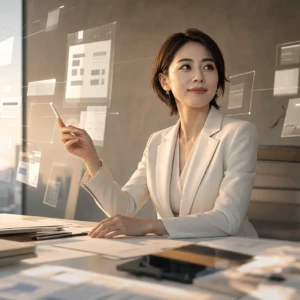 ChatGPT Workを仕事のパートナーとして活用する30代の女性経営者