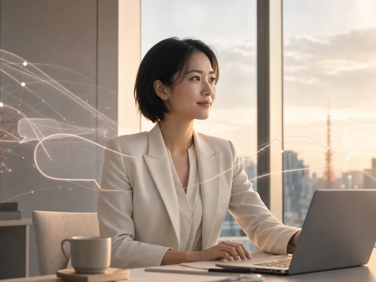AIエージェントを信頼できる仕事仲間として活用する30代の女性経営者