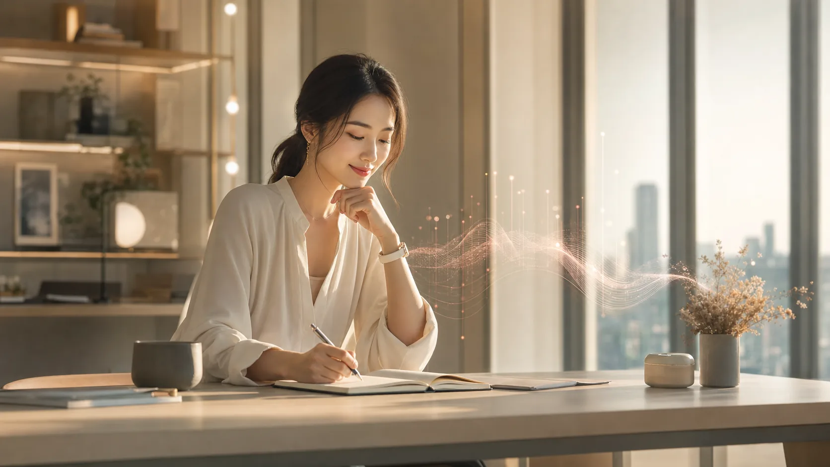 AIへ日常対応を任せて経営の時間を守る30代の女性経営者
