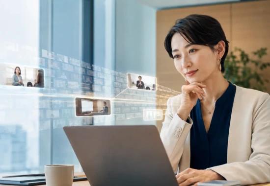 長い講座動画から大切な場面を探す30代の日本人女性経営者