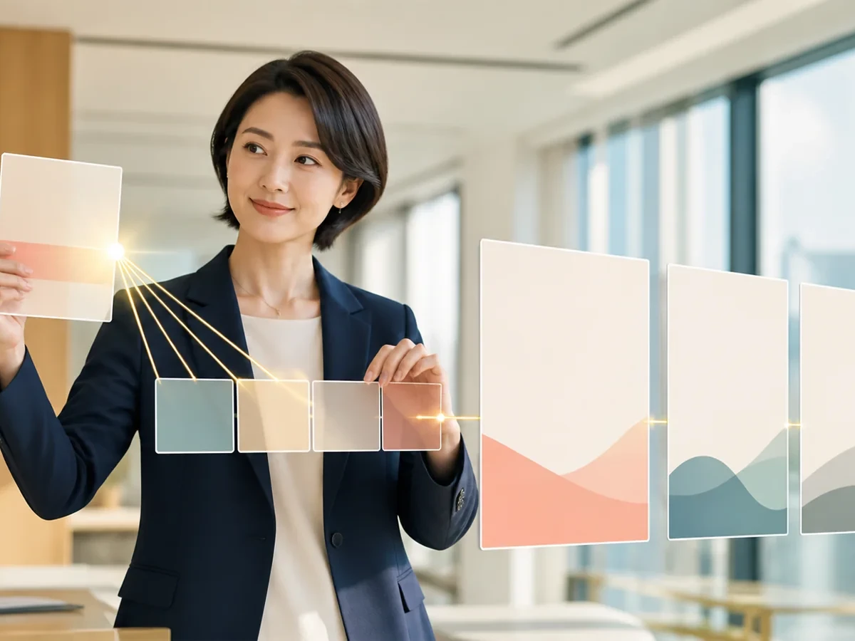 資料作りの繰り返す指示を一つの手順へまとめる30代の日本人女性経営者