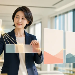 資料作りの繰り返す指示を一つの手順へまとめる30代の日本人女性経営者